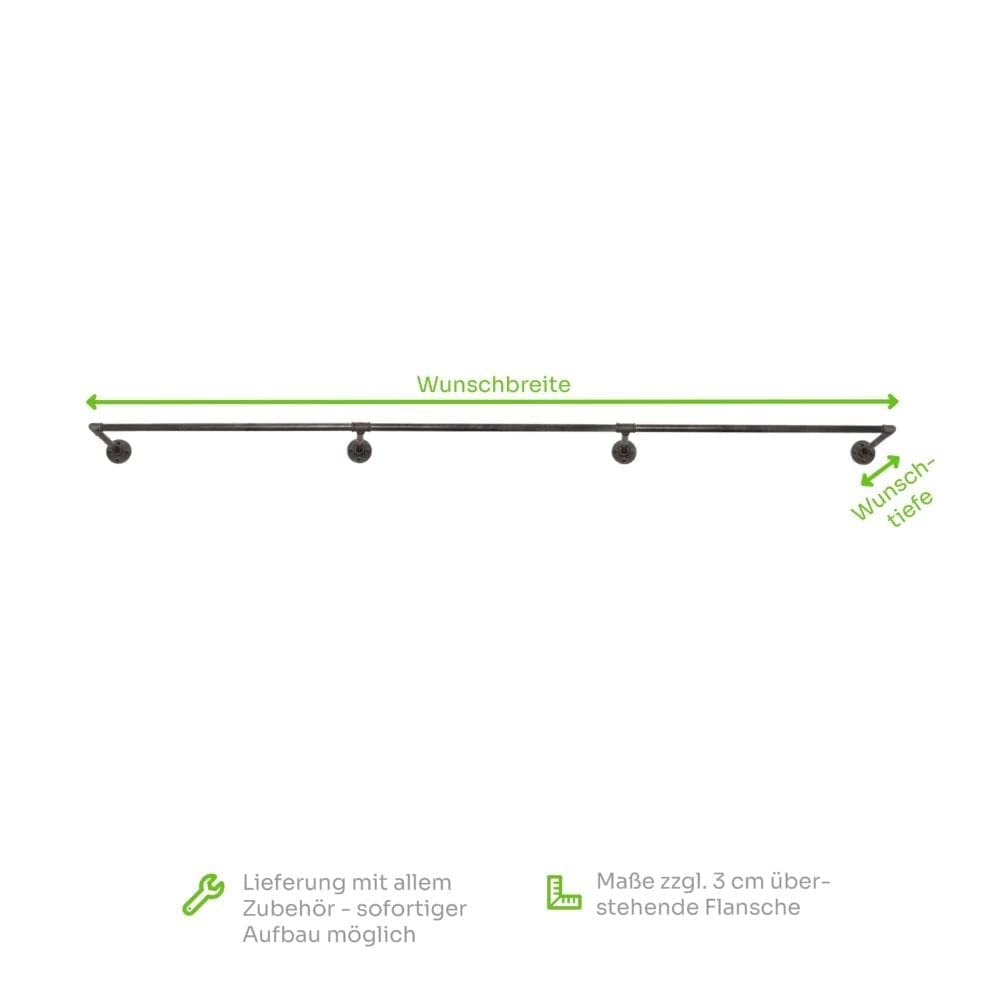 Retadou - Set van 2 industriële kledingstangen, 97 cm, kledingstandaard