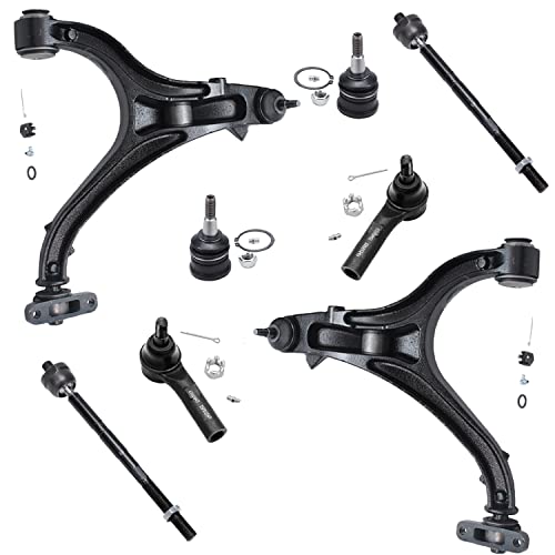 Image of Detroit Axle - 8pc Front End Control Arms Kit for Jeep 05-10 Grand Cherokee Commander, 4 Tie Rods 2 Lower Control Arms and Ball Joint 2 Upper Ball Joints 2005 2006 2007 2008 2009 2010 Replacement