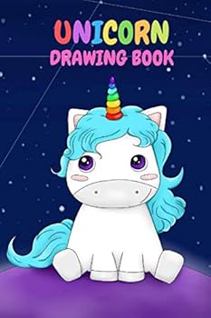 Unicorn Drawing Book : Unicorn Sketchbook, Notebook, Drawingbook, Cute Unicorn on a Blue Background with Stars and Sky for Kids
