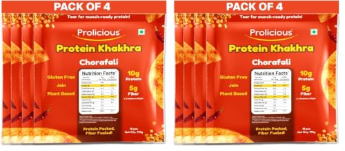 Image of Prolicious Khakhra Chorafali High Protein Khakhra | Upgrade Your Snacking | 10g Protein + 5g Fibre | Same Crunch, Snack Smarter | Plant Based, Jain | No Palm Oil | 170g (Pack of 8)