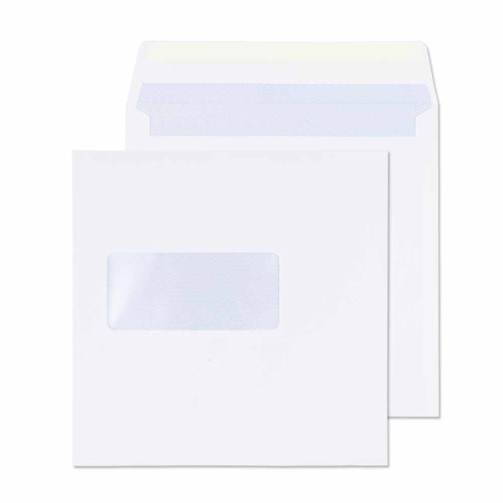 Blake Envelopes Purely Everyday 0155W Quadratische Briefumschläge Naßklebung Mit Fenster Weiß 155 x 155 mm - 100g/m² | 500 Stück