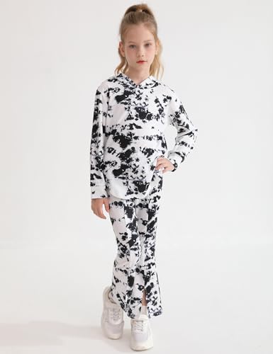 Image of Girls Clothes Tie Dye Sweatsuit Long Sleeve Sweatshirt Tops and Flare Pants 2PCS Girls Fall Clothes