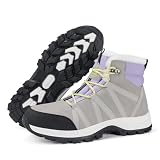 Mishansha Winterschuhe Damen Gefüttert Winterstiefel Warm Wasserdicht Wanderschuhe Rutschfeste Outdoor Grau 38 EU