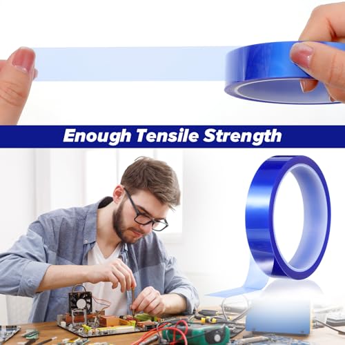 Image of Ptwola 2 Rolls Blue Heat Resistant Tape 20mm x 33m(108ft) Heat Transfer Tapes Adhesive High Temperature Tape Dispenser for Sublimation Press Vinyl Printer Accessories Supplies No Residue
