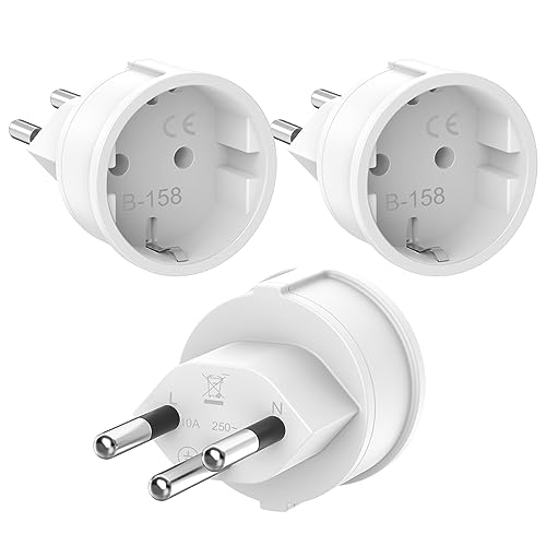 Oliveria 3 adapter do gniazdka wtykowego, wtyczka podróżna DE na Szwajcarii/UE, do Malediwów, Rwandy, Liechtensteinu, podróżny