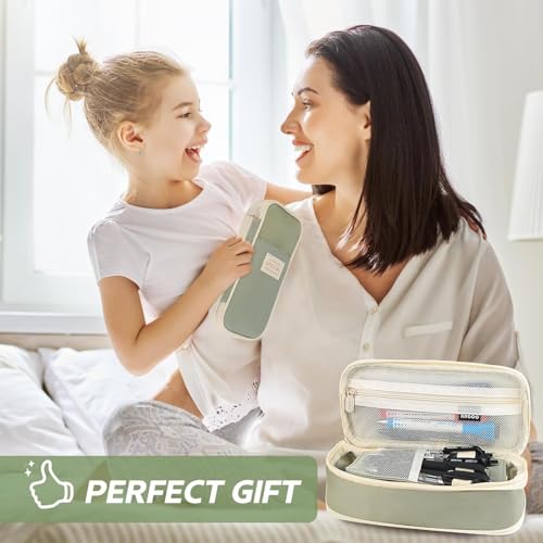 Image of Niwlix Large Capacity Pencil Pouch Box for Girls & Boys Aesthetic Stationery Pouch for School Kids College Students, Pouches for School Girls (Green)