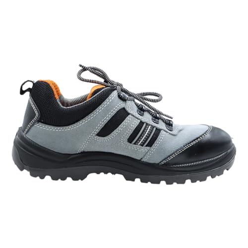 Image of Allen Cooper AC-1156 Safety Shoe - S.T - Grey Suede Leather - PU-D.D,D.C Antistatic -ISI Marked (UK Footwear Size System, Adult, Men, Numeric, Medium, 11)