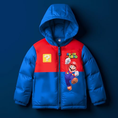 Image of Nintendo Super Mario Bros Winter Jacket for Boys Mario Kart Graphic Print Boys Puffer Winter Coat for Big and Little Kids