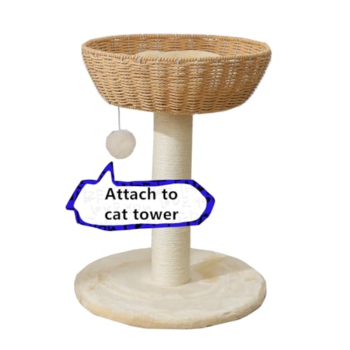 SHENGOCASE 10-Pack Cat Tree Tower Accessories Replacement Attachment Ball Toy, Replaceable Cat Dangling Toy with Bell (Cream-White) - Thumbnail 5