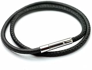 [シルバーワン] on 本牛革 やわらかレザーチョーカー 5mm ブラック ネックレス メンズ