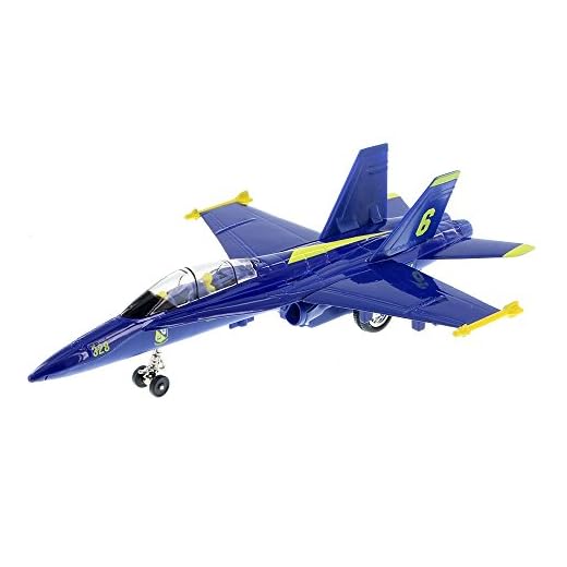 Playmaker Toys United States Navy Blue Angels F/A-18 Super Hornet Fighter Jet 9inch Die Cast Metal Model Toy w/Pullback Action