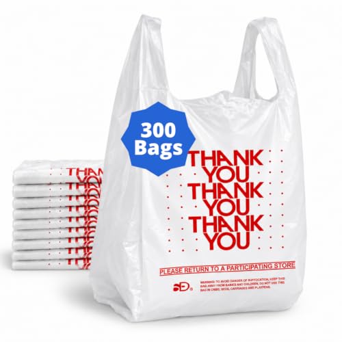 ASSUREPAK Lot de 300 sacs de remerciement blancs, 29,2 x 15,2 x 53,3 cm, 13 | Poignées de transport intégrées ; épicerie, vente au détail, commodité, plats à emporter et marchandises générales
