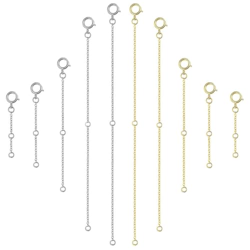 ZUWIJEQ 10Pcs Extensión de Cadena Necklace Extensor de Collar Cadena de Extensión Extensor de Joyería Extensor de Pulsera Extensor de Cadena Duradero para Hacer Joyas,Collares,Pulseras(3/5/8/10/15cm)