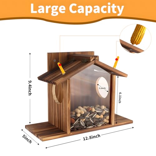 Gnodary Squirrel Feeder, Squirrel Feeders for Outside, Squirrel House for Outdoors - Chipmunk Feeder Hold Corn, Corn Cob, Peanuts (Brown) - Thumbnail 2