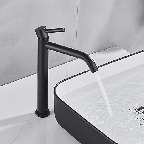 Mitigeur d'évier surélevé noir mat avec commande précise pour meuble vanité - 4