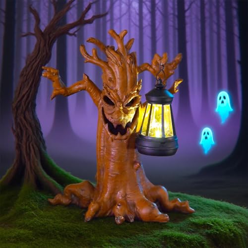 Statues arbre Halloween à éclairage solaire autonome de saison