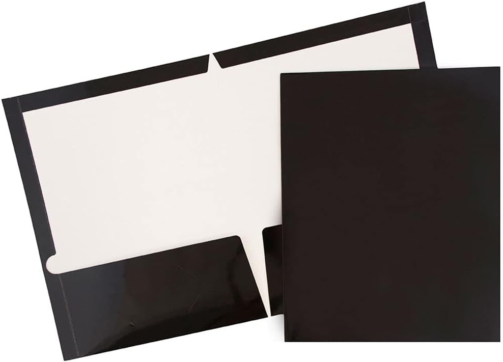 JAM Paper Letter Size Glossy 2 Pocket Folders - Business Assortment - 24/Pack