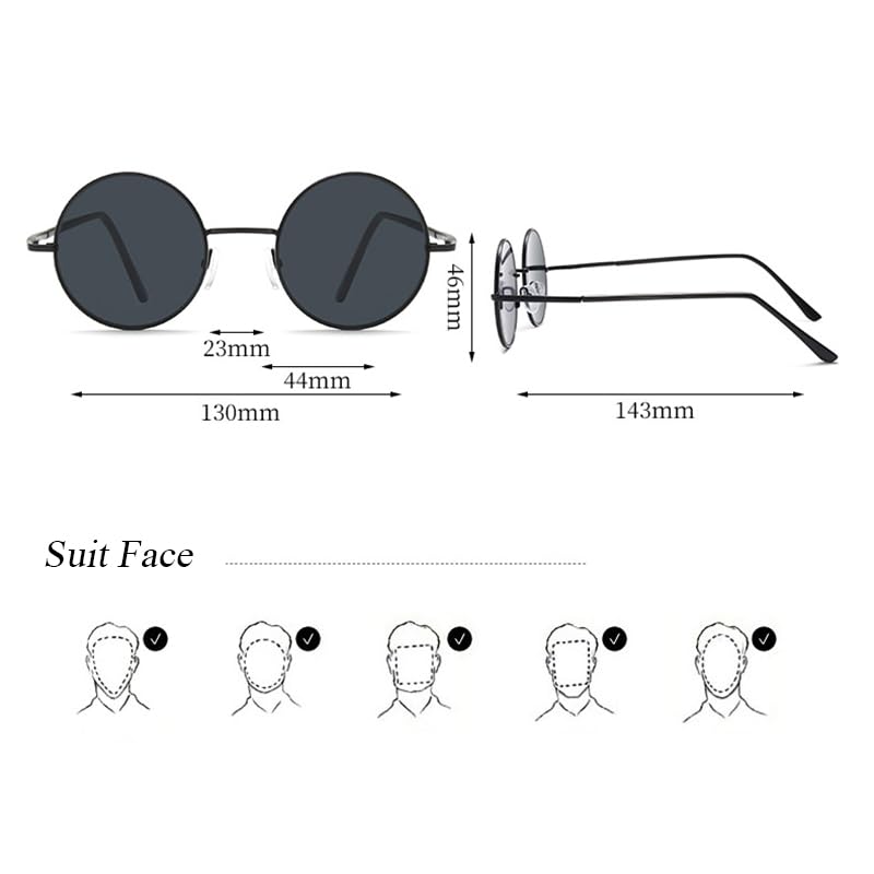Fashion Retro Mini Small Round Black Sunglasses Suit for Mens Womens Circle Lens UV400 Protection Glasses4