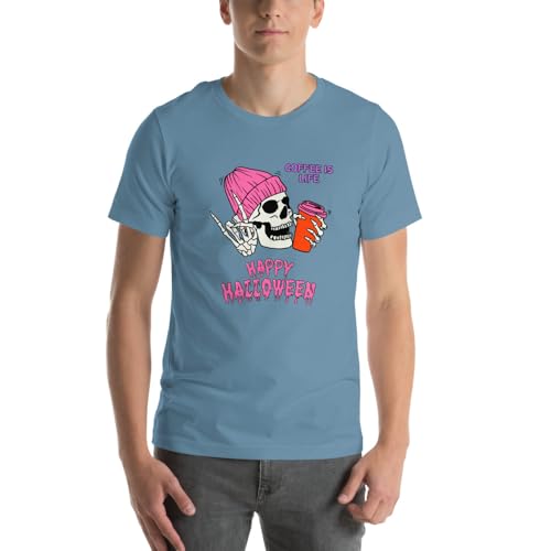 T-shirt crâne Halloween et café haut de gamme avec coutures latérales durables