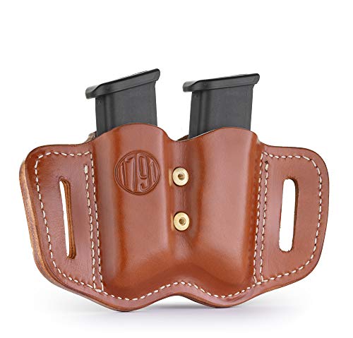1791 Gunleather 2.2 Flex Mag Holster With Adjustable Retention Screws - Double Mag Pouch For Polymer & Metal Double Mags, Owb Magazine Pouch For Belts - Classic Brown #TOP1