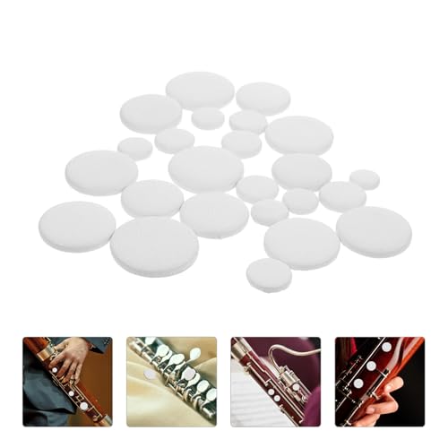 DEARMAMY 24pcs Sheepskin Bassoon Sound Hole Pads Bassoon Key Cushions with Adhesive Back for Wind Instrument Repair and Replacement Random Color Random Color