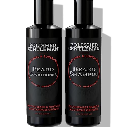 Beard Growth and Thickening Shampoo and Conditioner Set - Beard Care With Organic Beard Oil - Facial Hair Growth For Men - For Younger Looking Beard - Rapid Beard Growth (8 oz) - Made by USA