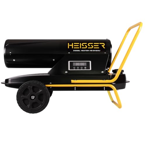HEISSER HS-DH20U Diesel Space Heater 20kW, 69,000 BTU, 200m² Heating Area, 19L Tank, Industrial Workshop Heater with Auto-Ignition & IPX4 Protection