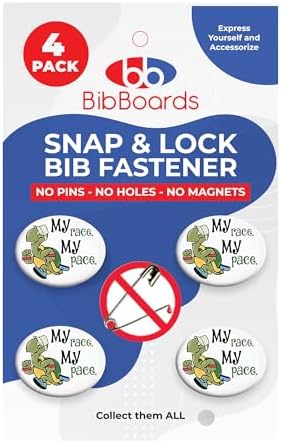 BibBoards bibSNAPS Race Bib Clips, My Race My Pace Turtle, 4 Pack