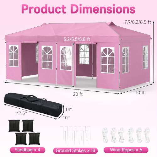 Image of Tangkula 10x20 Ft Pop Up Canopy with Center Lock