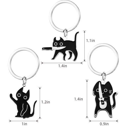 Image of Cute Black Cat Cool Stuff Keychain for Women Men Cool Stuff Cats Decor Funny Halloween Christmas Keychain Cat Lover Gifts Ideas Keychains for Women Men