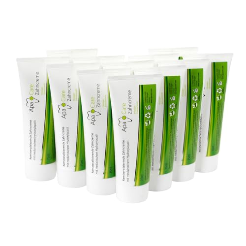 ApaCare Dentifricio rimineralizzante con smalto liquido | 12 x 75 ml | Dentifricio con idrossiapatite medicinale e fluoro