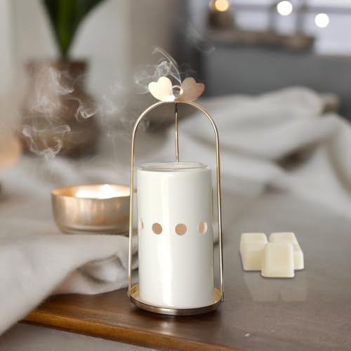 Quema Perfume Inspiration Cinco – Quemador Fondant Cera y Difusor de Cera Perfumada – Difusor de Aceite Esencial y Perfume de Ambiente – Portavelas de cerámica y Metal, Altura 18 cm – Zen'Aroma - imagen 7