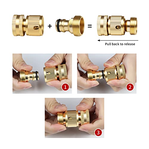 Mdlufee 2 Pcs Garden Hose Quick Connector,3/4 inch Male Thread Tap Connector,Threaded Faucet Adapter, 2pcs 3/4 Inch Male Thread - Image 3