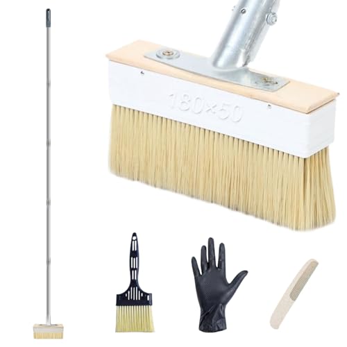 7 Decking Paint Brush & Deck Stain Applicator with 63 Long Handle and 3 Paint Brush for Wood Stain, Oil, Deck Coatings, Fence, Wall, Furniture Painting