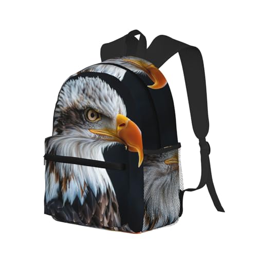Sac à dos imprimé aigle à tête blanche décontracté noir