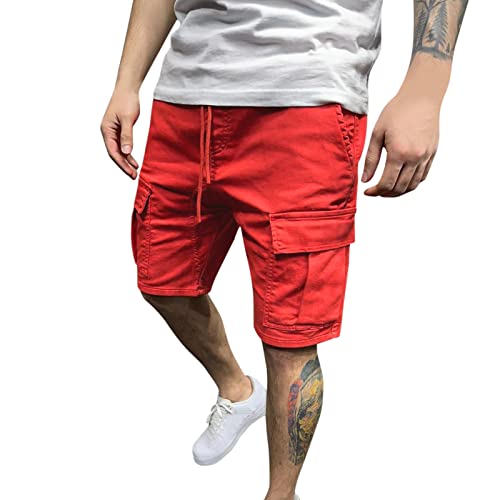 Mens Resort Wear 2025 Cargo Shorts Elastic Waist Running Hiking Shorts Casual Summer Clothes with Multiple Pockets