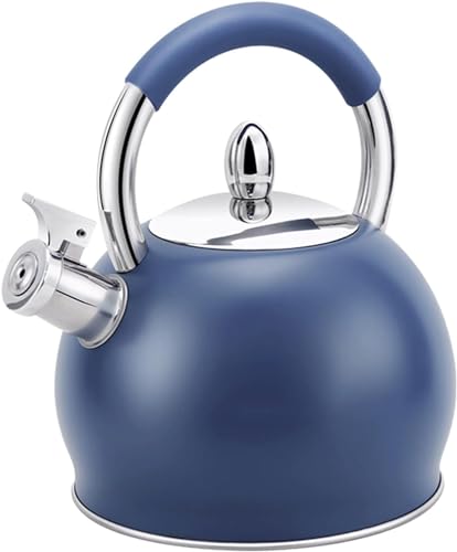 Tetera Vintage de Acero Inoxidable con Silbato, 3 litros, para cocinas de Gas, con Superficie fría al Tacto y diseño ergonómico (Negra).