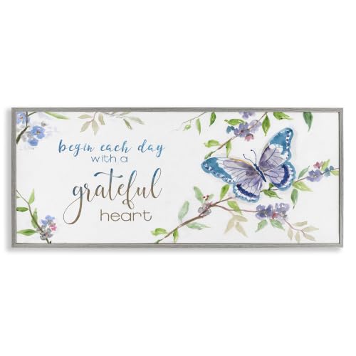 Grateful Heart Floral Butterfly, 13 x 30 Inch Framed Giclée Print