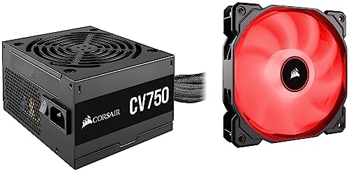 Image of Corsair CV Series CV750 80 Plus Bronze ATX Power Supply & AF120 Air Series, 120 mm LED Low Noise Cooling Fan - Red (Single Pack)