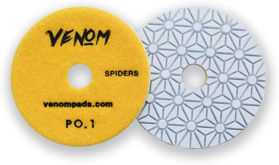 Venom Spider Diamond Polishing Pads 3 Step, 4” for Quartz and Stone (Set of 5)