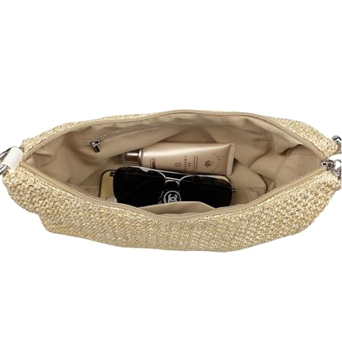 Image of Women Straw Purse Shoulder Handbag Woven Hobo Bag for Beach