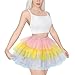 Littleforbig Women's Mesh Tulle Puffy Petticoat Tutu Ballet Bubble Short Rainbow Ballerina Skirt Multicolor XL