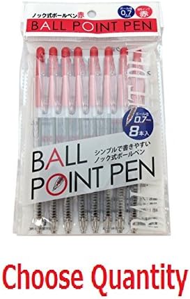 Nippon Pearl Kakou BALL POINT PEN IL-3060 Red ink 0.7mm 8 Pens (Choose Quantity) 3-packs
