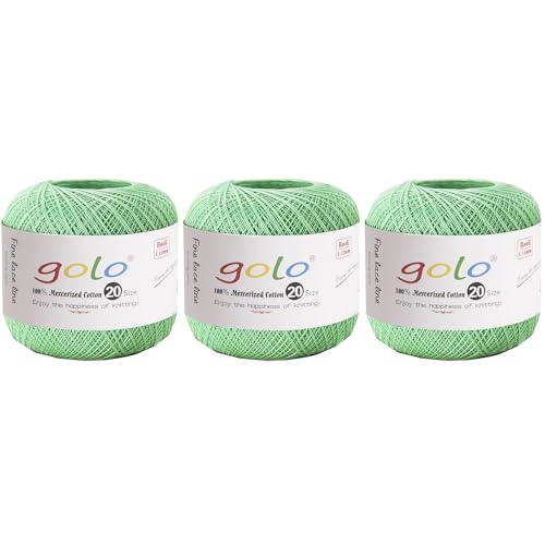 Image of golo 3 Balls Crochet Thread Size 20 Embroidery Thread Crochet Yarn for Hand 117