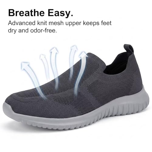 Image of konhill Men's Slip On Walking Shoes Lightweight Breathable Knit Tennis Sneakers Comfortable Casual Athletic Work Shoes for Gym Travel