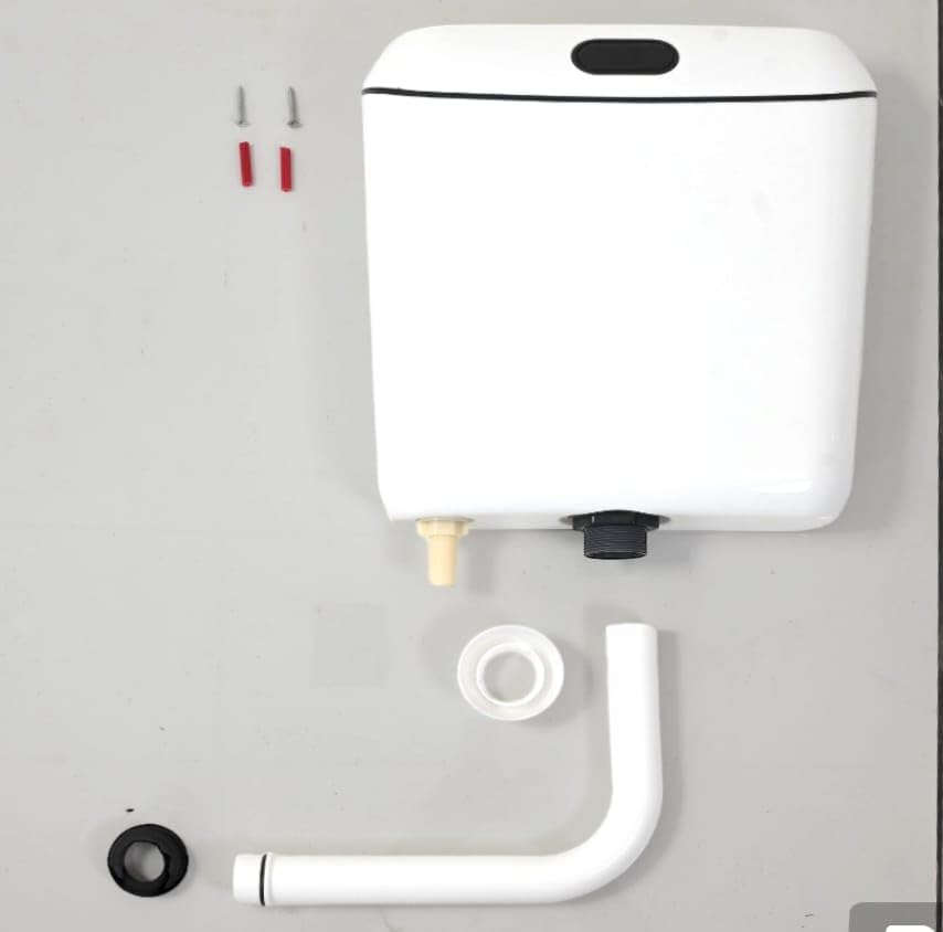 Image of Clay Plus EWC-SQUARE-FRONTBUTTON - Premium Grade EWC Western Toilet Commode With Soft Close Slim Seat Cover And Flush Tank
