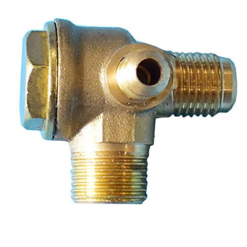 Anawakia Valvola di non ritorno del compressore d'aria, 3 porte, ottone, filettatura esterna, compressore d'aria, valvola di non ritorno unidirezionale (maschio 3/8 x 14 mm x 1/8)