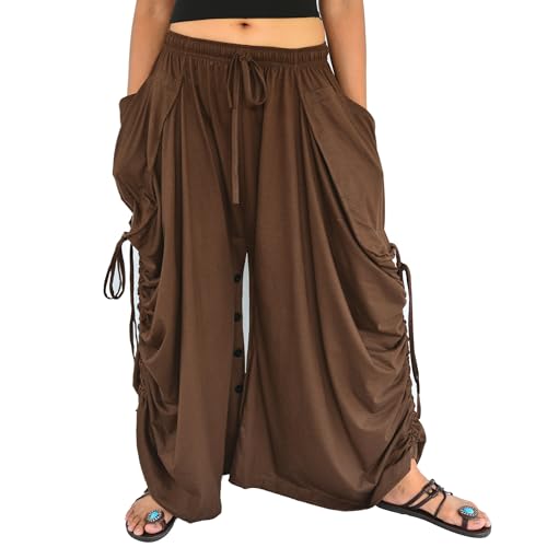 Sakoonee Women's Harem Pants Palazzo Dhoti Pants Lounge Trousers, Convertible