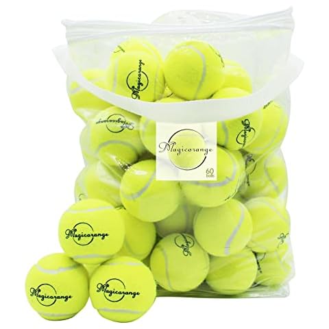 Magicorange Tennis Balls, 60 Pack Advanced Training Tennis Balls Practice Balls, Pet Dog Playing Balls, Come with Mesh Bag for Easy Transport, Good for Beginner Training Ball (Green) Cover