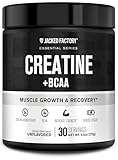Jacked Factory Creatine + BCAAs - Creatine Monohydrate + BCAA Powder for Increased Post-Workout Recovery, Performance, Lean Muscle Growth, & Reduced Fatigue - 30 Servings, Unflavored